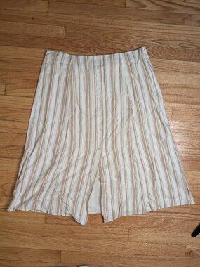 NWOT Loft plus size 16 skirt a line midi beige stripe cotton linen blend